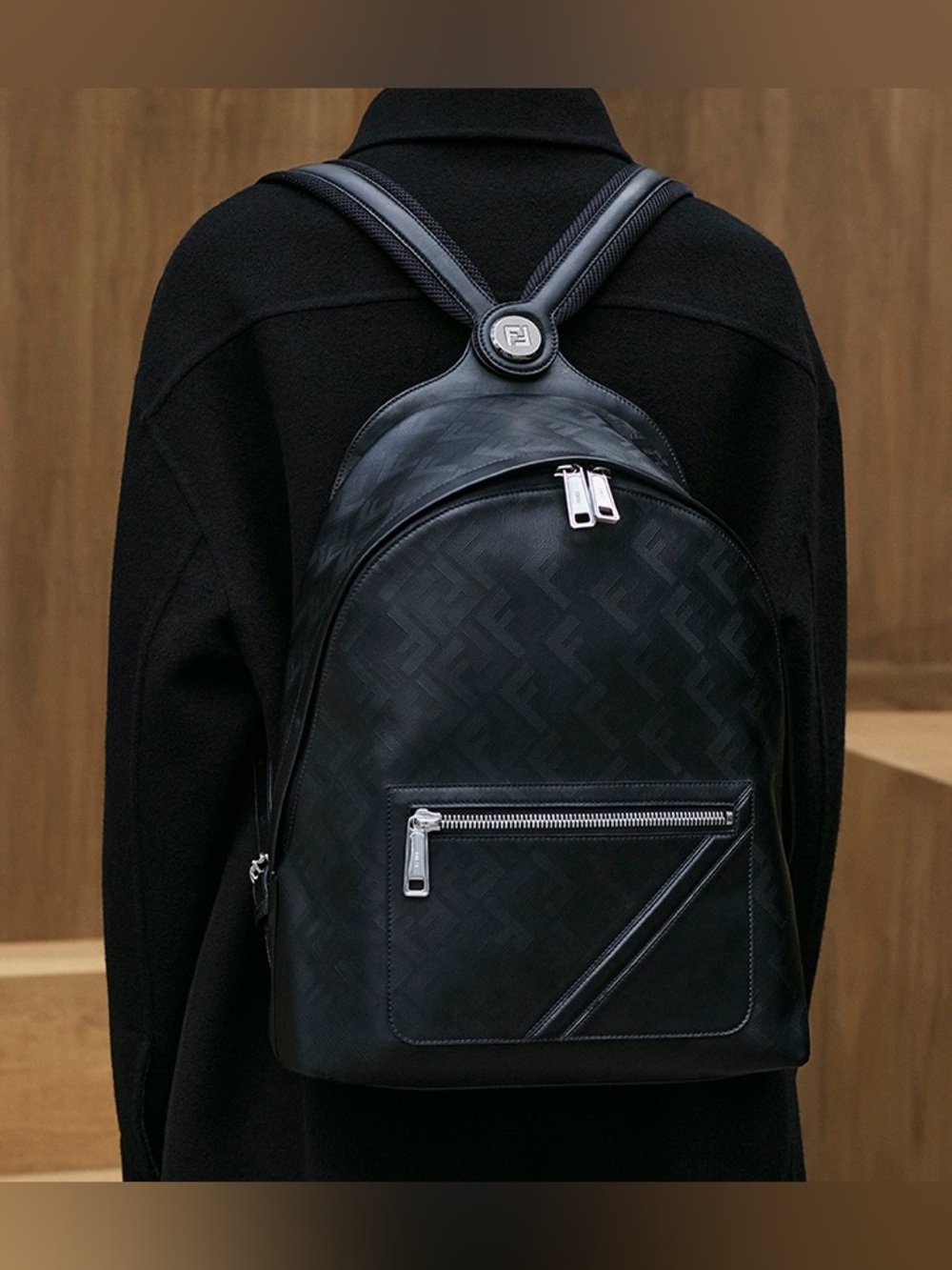 AUTH FENDI CHIODO Backpack in FF Zucca Shadow Monogram Print FW23 AUTHENTIC